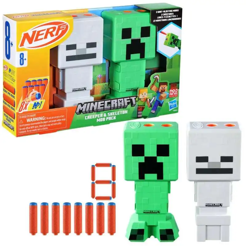 Minecraft Nerf Creeper & Skeleton Mob Pack Blaster Set