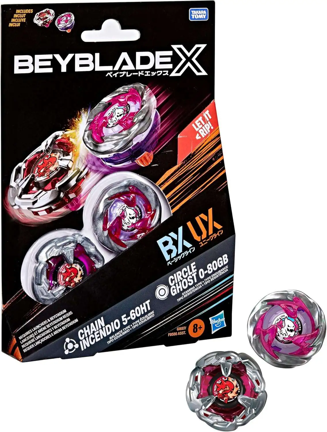 Beyblade X Chain Incendio 5-60HT & Circle Ghost 0-80GB Dual Pack Set