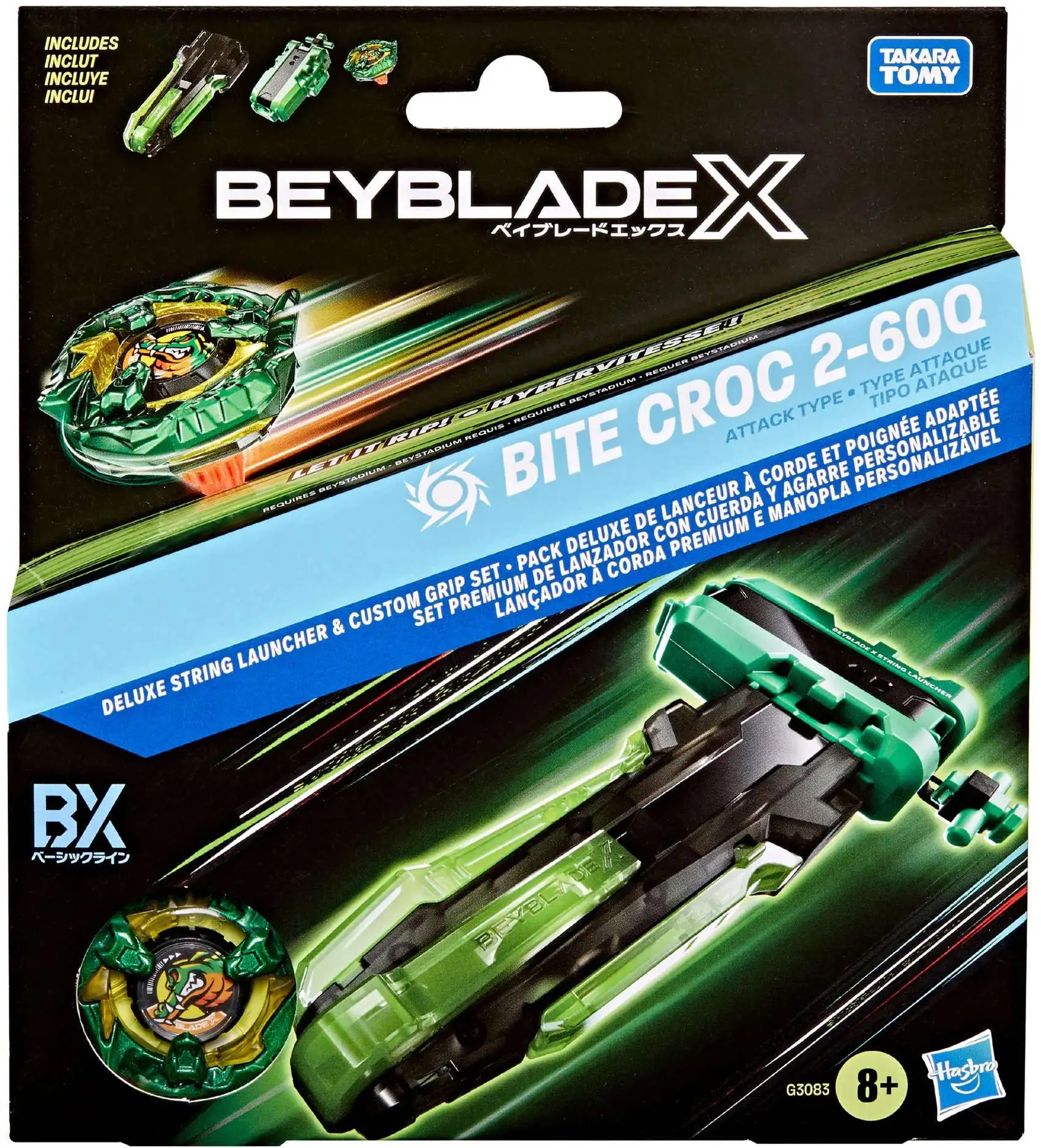 Beyblade X Bite Croc 2-60Q Deluxe String Launcher Set