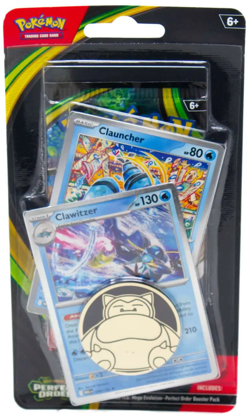 Pokemon Mega Evolution Perfect Order Clauncher & Clawitzer Checklane BLISTER Pack [Booster Pack, 2 Promo Cards & Coin]