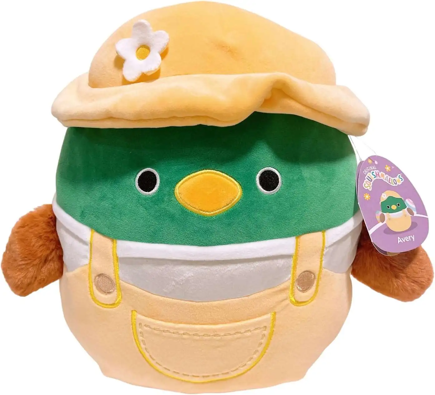 Squishmallows Easter Avery the Duck 8 Plush Overalls Hat Kellytoys ToyWiz