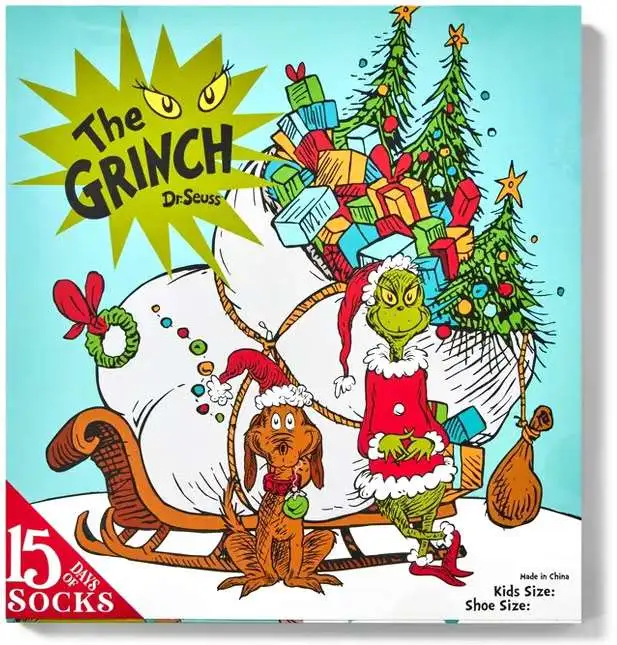 Dr. Seuss How the Grinch Stole Christmas! Kids 15 Days of Socks 15-Pack [Size: 5.5 - 8.5, Small]