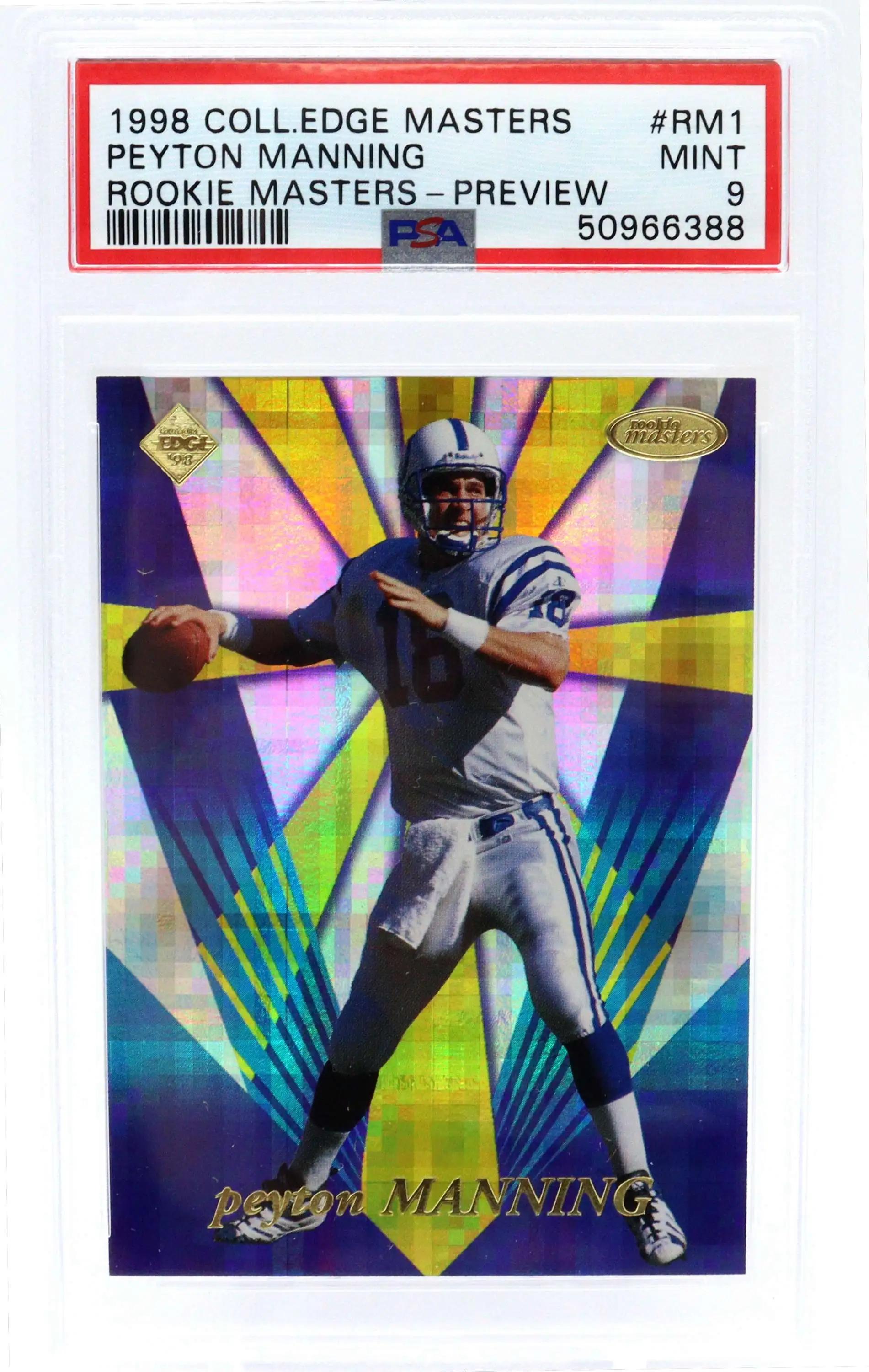 NFL 1998 PSA 9 Peyton Manning Graded Sports Card RM1 Rookie Masters Preview  Collectors Edge - ToyWiz