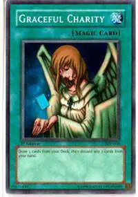 YuGiOh Pegasus Starter Deck Super Rare Graceful Charity SDP-040 [1st Edition] [Damaged]