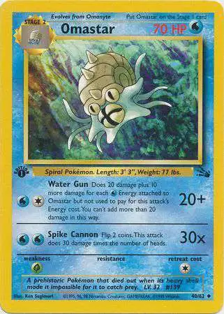 Pokemon Fossil Uncommon Omastar #40 [1st Edition - Lightly Played] [Lightly Played]