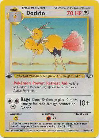 Pokemon Jungle Uncommon Dodrio #34 [1st Edition] [Moderately Played]