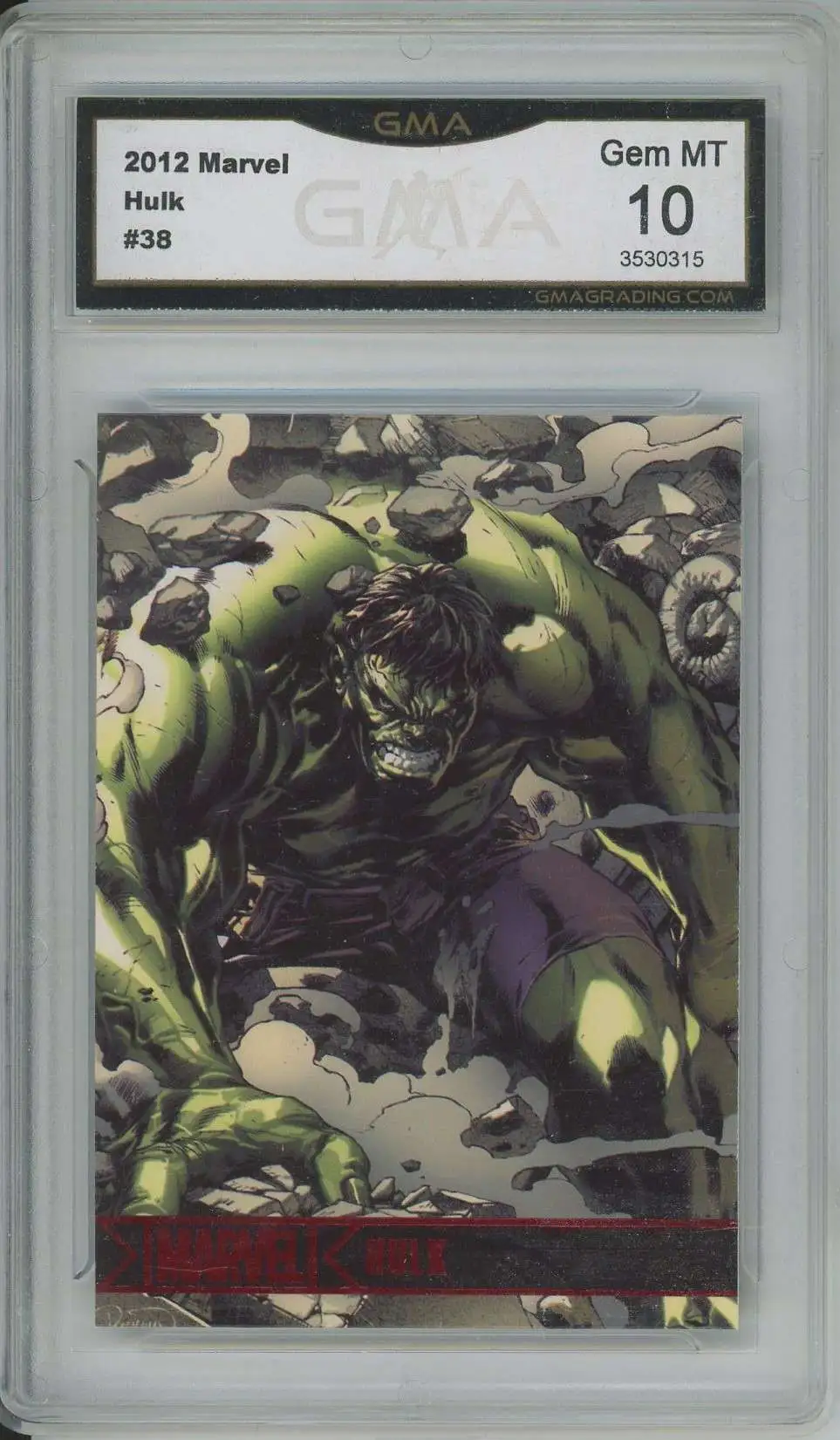2012 Marvel Greatest Heroes Hulk Graded Card #38 [GMA Gem Mint 10]