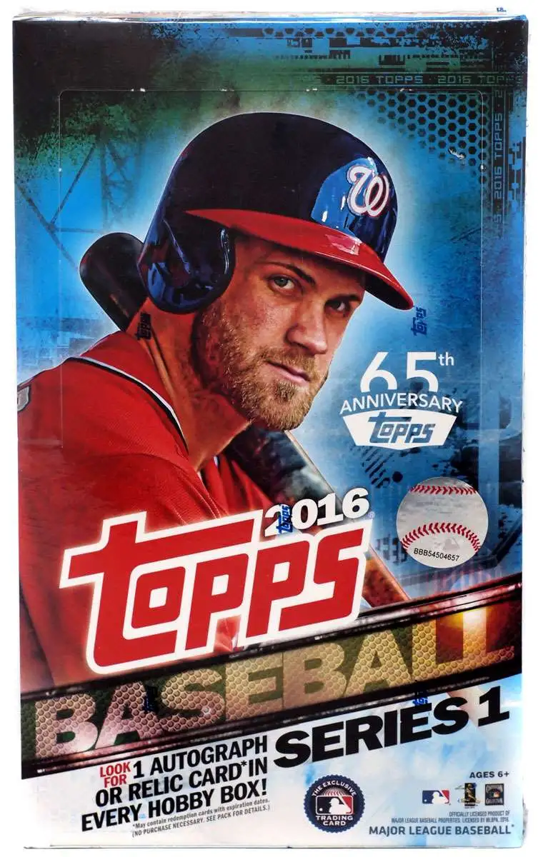 MLB Topps 2016 Series 1 Baseball Trading Card HOBBY Box [36 Packs, 1 Autograph OR Relic Card!]