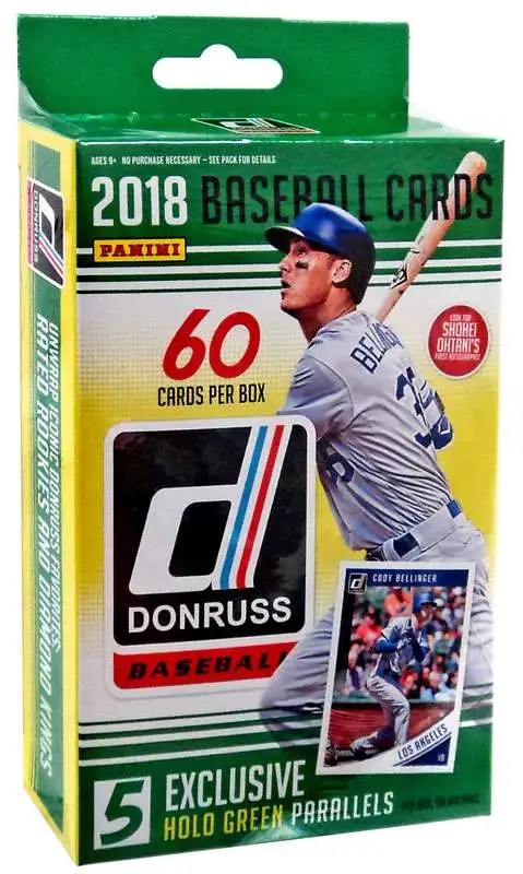 MLB Panini 2018 Donruss Baseball Trading Card HANGER Box [60 Cards, 5 Holo Green Parallels]