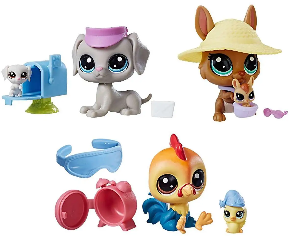 Littlest Pet Shop Fancey Flutters Family of 5 pets & 1 Baby ~New in Box~ 