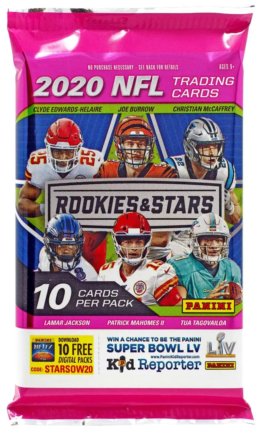 NFL Panini 2020 Rookies Stars Football Trading Card HOBBY Pack 10 Cards