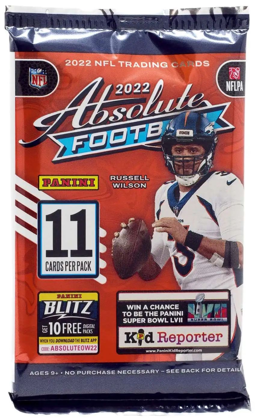 NFL Panini 2022 Absolute Football Trading Card BLASTER Pack 11 Cards ...