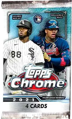 MLB Topps 2021 Chrome Baseball Trading Card RETAIL Pack 4 Cards - ToyWiz