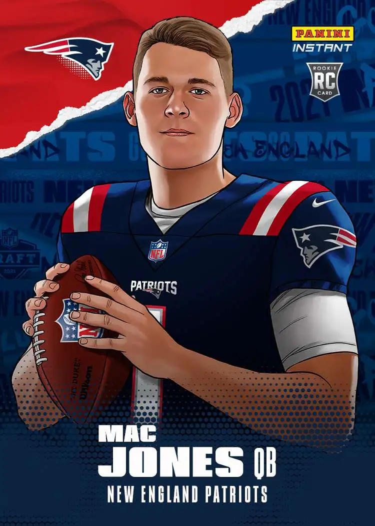 NFL New England Patriots 2021 Instant Draft Night Illustrations Football  Mac Jones Trading Card Panini - ToyWiz