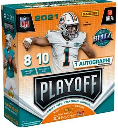 NFL Panini 2021 Playoff Football Trading Card MEGA Box [10 Packs, 1 Autograph]