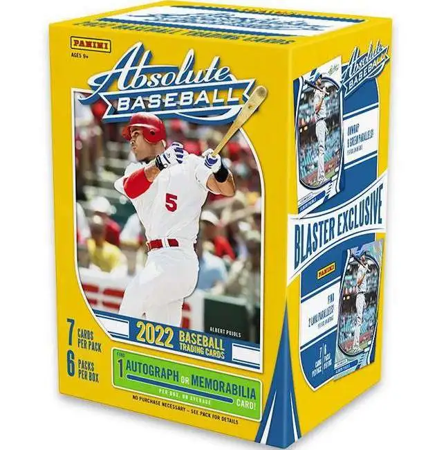 MLB Panini 2022 Absolute Baseball Trading Card BLASTER Box [6 Packs, 1 Autograph OR Memorabilia Card]