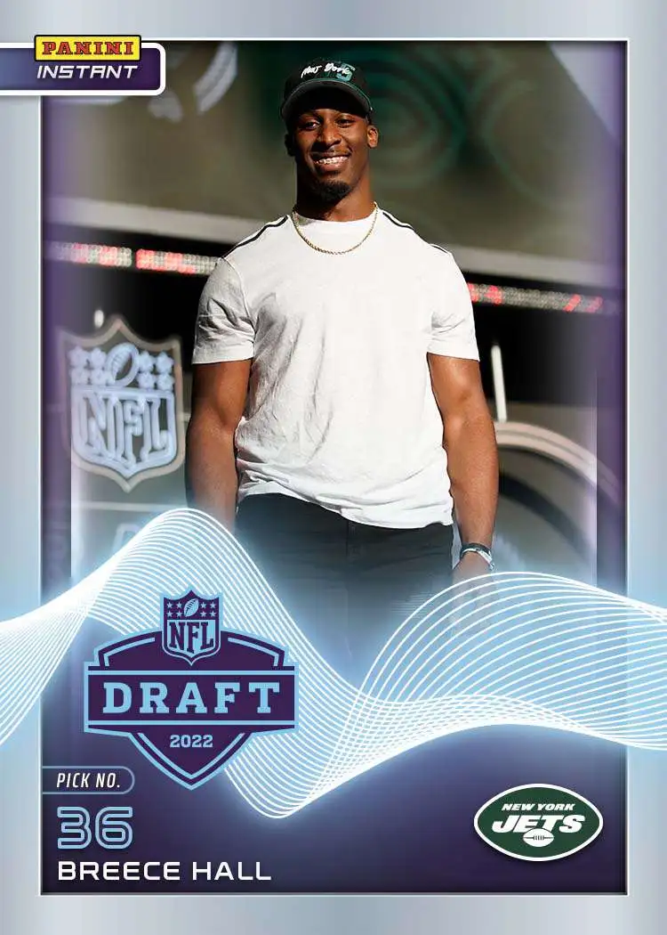 NFL New York Jets 2022 Instant Draft Night Football Breece Hall Trading Card [Rookie Card]