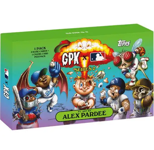 Garbage Pail Kids 2022 GPK x MLB Series 2 Trading Card Pack [by Alex Pardee, 6 Cards (5 Base + 1 Foil Parallel, Chase Insert or Artist Autograph)]