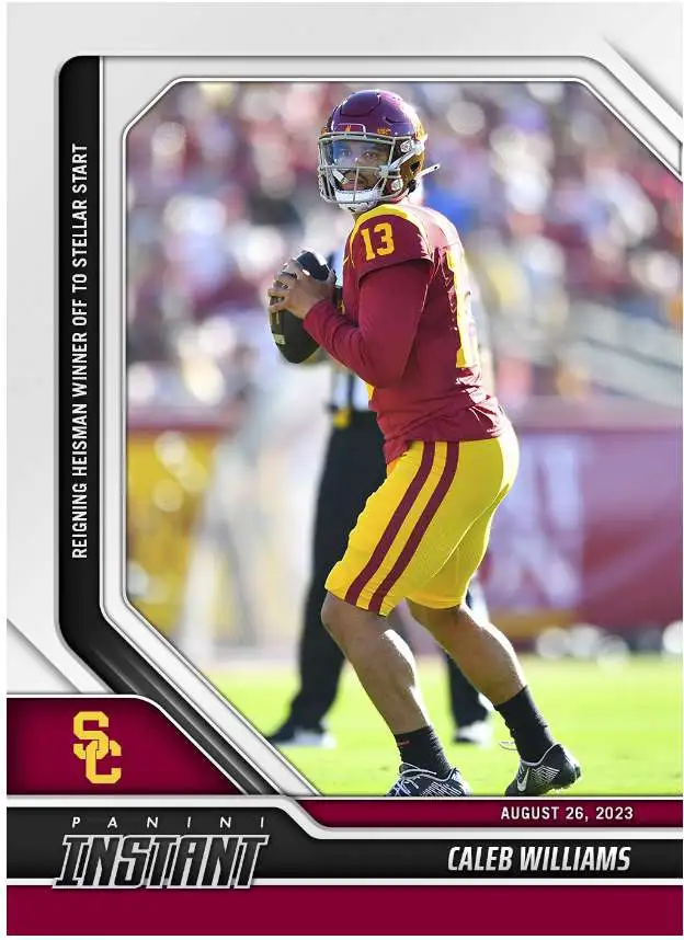 NCAA USC Trojans 2023 Instant College Football /780 Caleb Williams #1 [Prospect Card, Reigning Heisman Winner Off to Stellar Start]