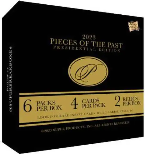 Pieces of the Past 2023 Presidential Edition Trading Card Box [6 Packs, 4 Cards Per Pack, 2 Hits Per Box]