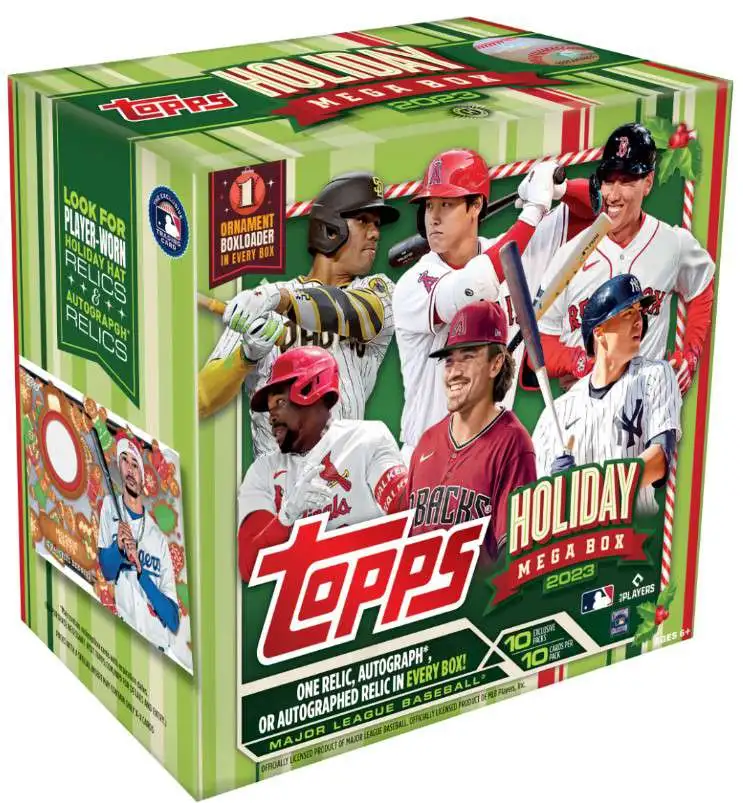 MLB Topps 2023 HOLIDAY Baseball Trading Card MEGA Box [10 Packs, 1 Autograph OR Relic Card]