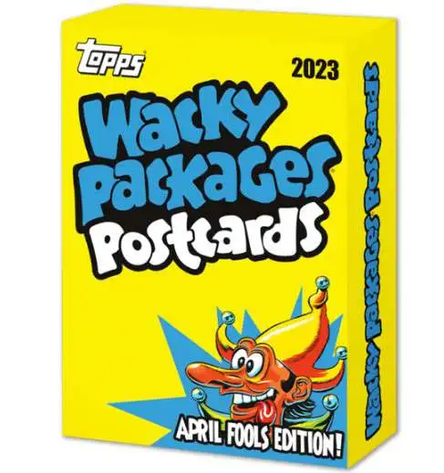 Wacky Packages 2023 Postcards April Fool's Edition Pack [6 Postcards, 6 Sticker Stamps, 6 Bonus Stickers, 1 Jay Day, 1 Inverted AJerx & 1 Sketch Card]