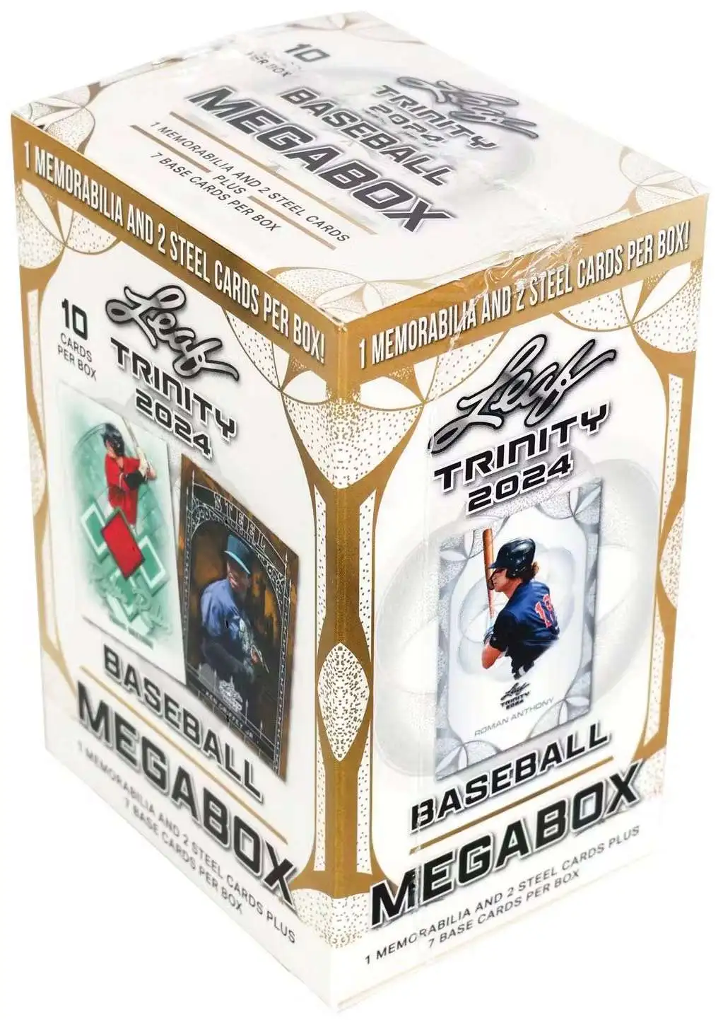 MLB Leaf 2024 Trinity Baseball Trading Card MEGABOX [1 Memorabilia Card, 2 Steel Cards & 7 Base Cards]