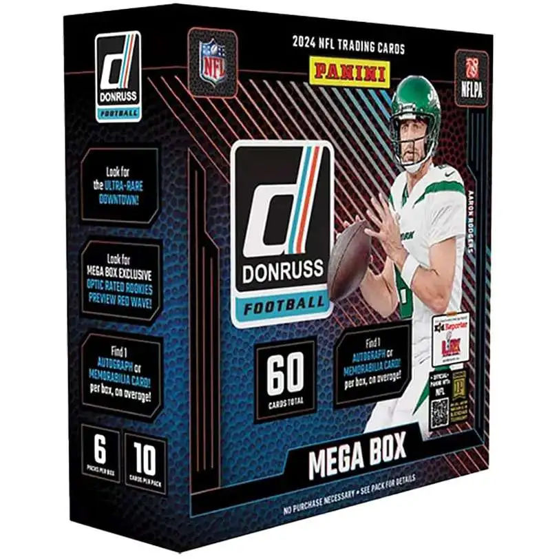 NFL Panini 2024 Donruss Football Trading Card MEGA Box [6 Packs, 1 Autograph OR Memorabilia Card]