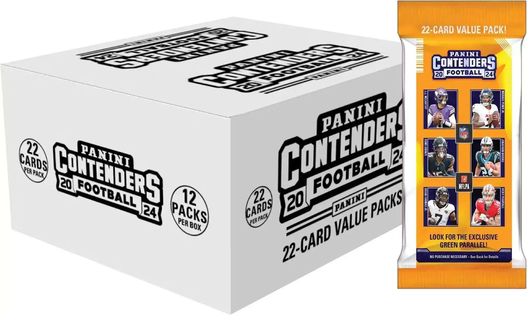 NFL Panini 2024 Contenders Football Trading Card VALUE Box [12 FAT Packs]