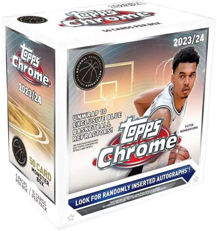 NBA Topps 2023-24 Chrome Basketball Trading Card MONSTER Box [5 Packs]