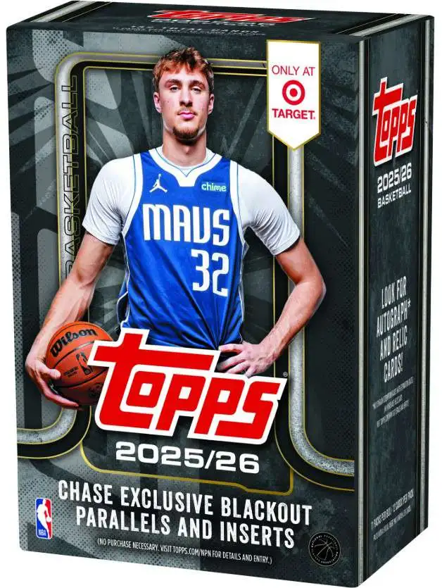 NBA Topps 2025-26 Basketball Exclusive Trading Card BLASTER Box [11 Packs, Chase Exclusive Blackout Parallels & Inserts!]