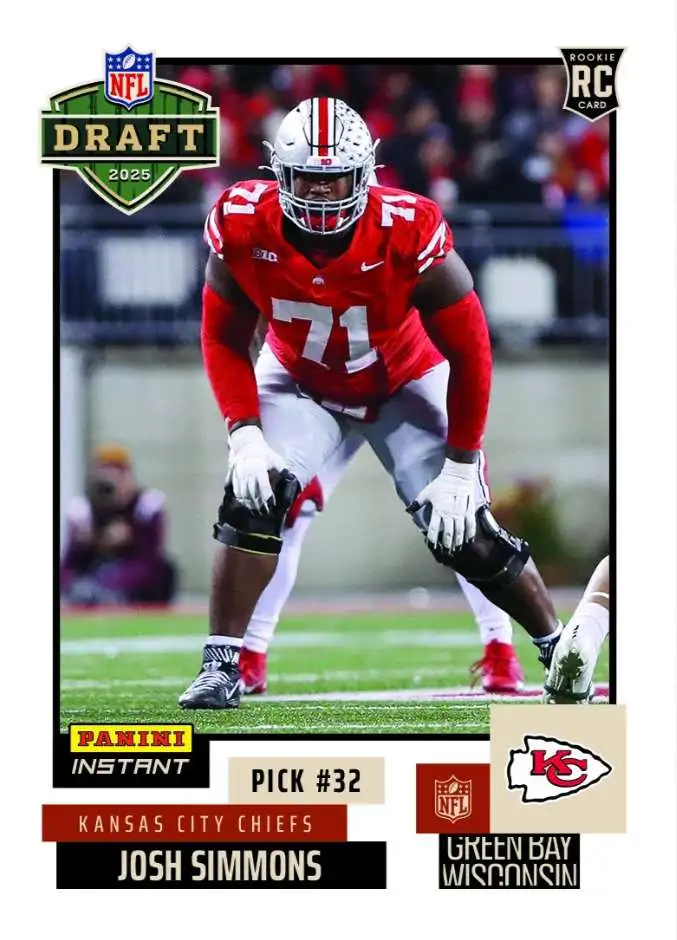 NFL 2025 Instant Draft Night Football Josh Simmons NFLDN-20 [Rookie]