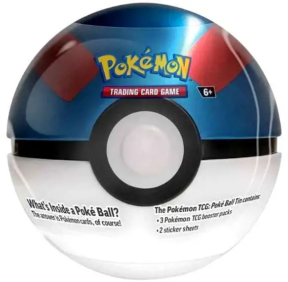 Pokemon 2025 Great Ball Pokeball Tin Set [3 Booster Packs & 2 Sticker Sheets]