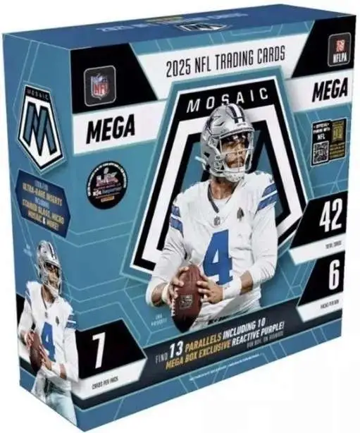 NFL Panini 2025 Mosaic Football Trading Card MEGA Box [6 Packs]