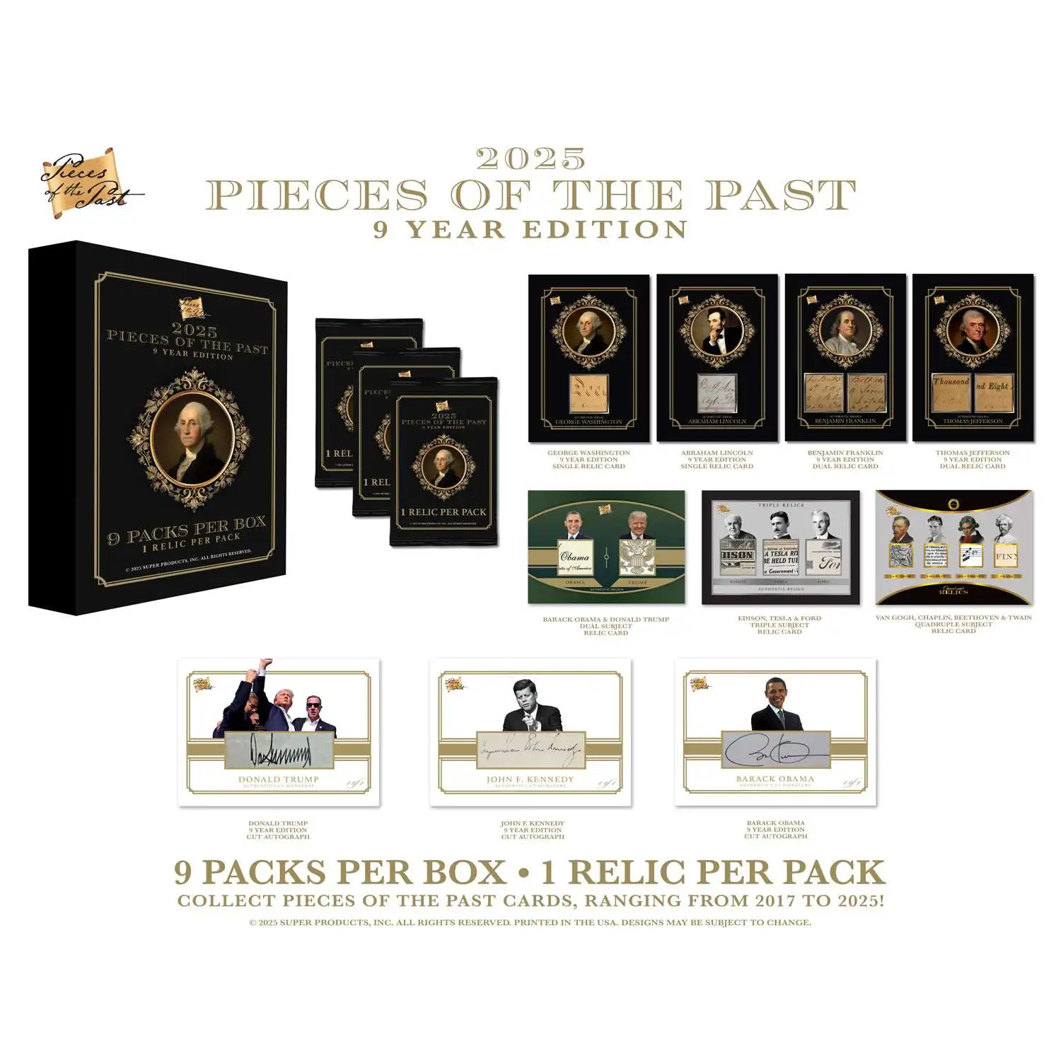 Super Break Pieces of the Past 2025 9 Year Collection Trading Card Box 9  Packs, 9 Relic Cards - ToyWiz