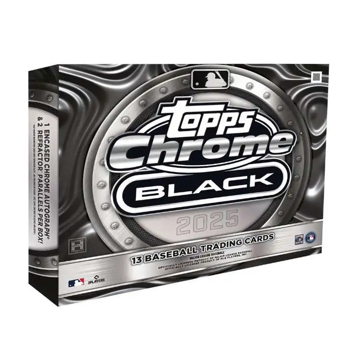 MLB Topps 2025 Chrome Black Baseball Trading Card HOBBY Box [2 Packs, 1 Encased Chrome Autograph & 2 Refractor Parallels]