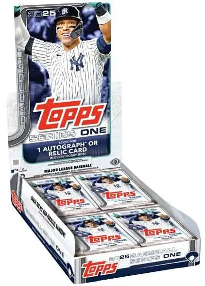 MLB Topps 2025 Series 1 Baseball Trading Card HOBBY Box [20 Packs, 1 Autograph & 1 Relic Card ]