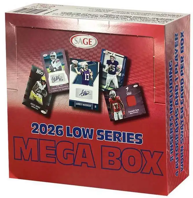NFL Sage Collectibles 2026 LOW Series Football Trading Card MEGA Box [4 Autographs!]