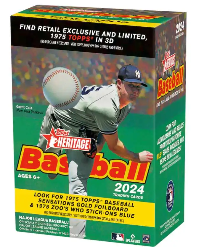 MLB Topps 2024 Heritage Baseball Trading Card BLASTER Box 8 Packs, 9