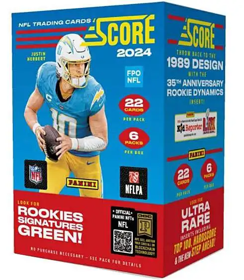 NFL Panini 2024 Score Football Trading Card BLASTER Box [6 Packs, 22 Cards Per Pack] (Pre-Order ships September)