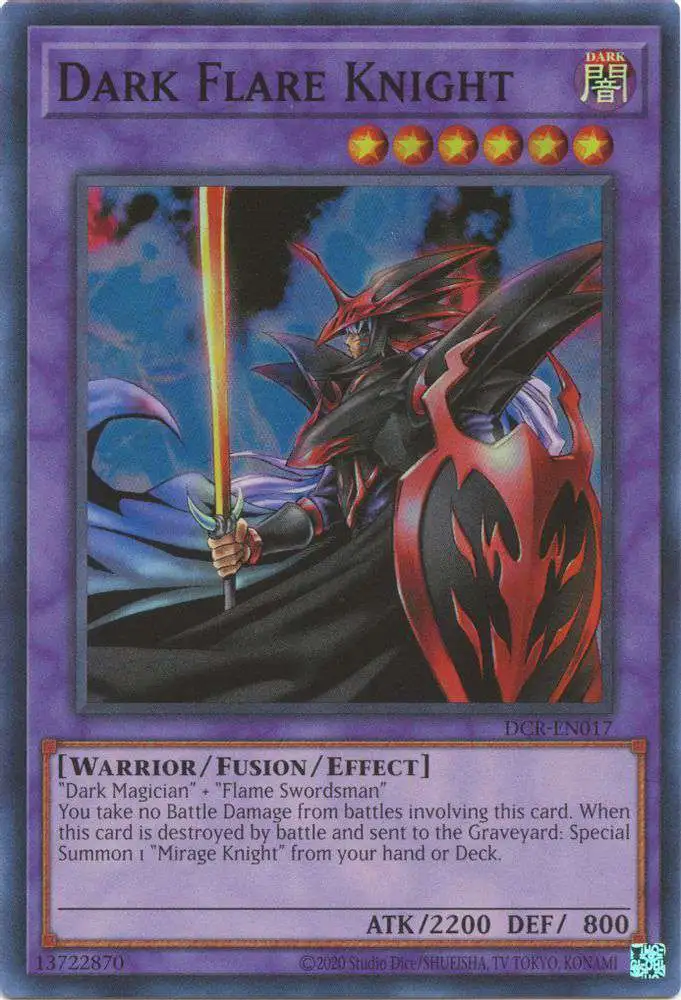 YuGiOh Trading Card Game Dark Crisis 25th Anniversary Super Rare Dark Flare Knight DCR-EN017