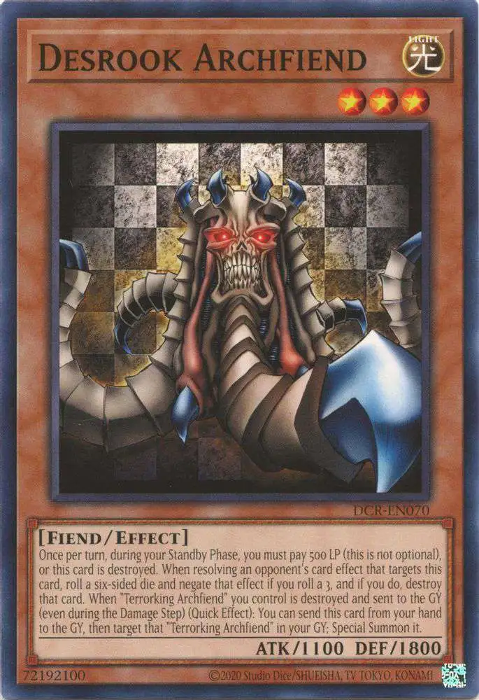 YuGiOh Trading Card Game Dark Crisis 25th Anniversary Common Desrook Archfiend DCR-EN070