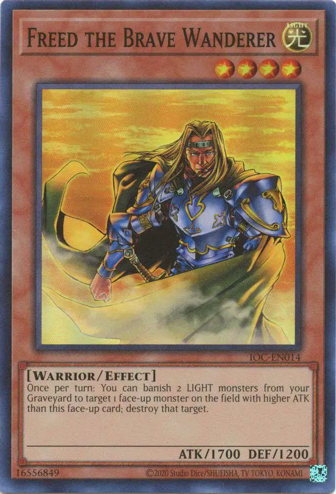 YuGiOh Trading Card Game Invasion of Chaos 25th Anniversary Super Rare Freed the Brave Wanderer IOC-EN014