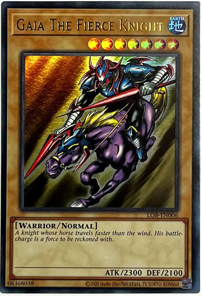 YuGiOh Trading Card Game Legend of Blue Eyes White Dragon 25th Anniversary  Ultra Rare Gaia The Fierce Knight LOB-EN006