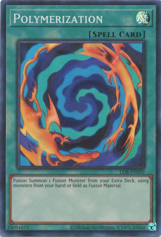 YuGiOh Trading Card Game Legend of Blue Eyes White Dragon 25th Anniversary Super Rare Polymerization LOB-EN059