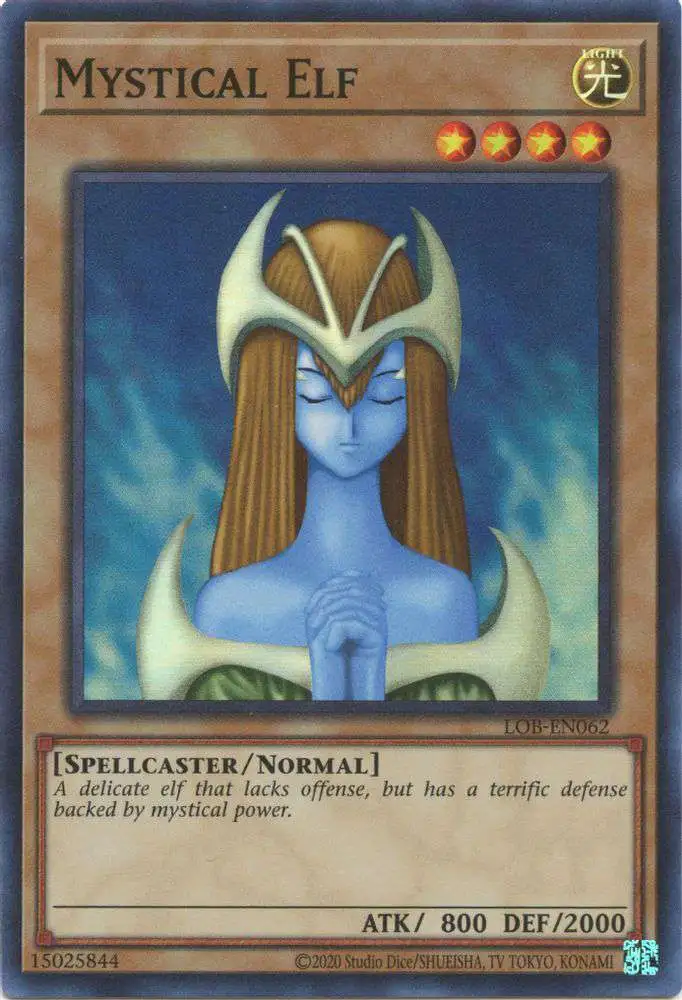 YuGiOh Trading Card Game Legend of Blue Eyes White Dragon 25th Anniversary Super Rare Mystical Elf LOB-EN062