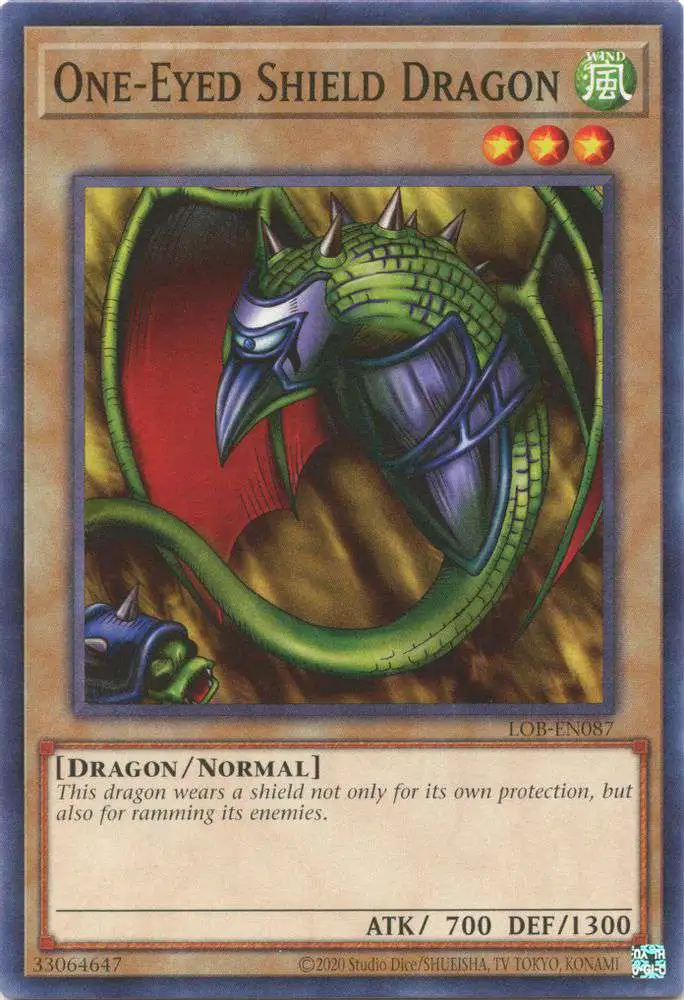 YuGiOh Trading Card Game Legend of Blue Eyes White Dragon 25th Anniversary Common One-Eyed Shield Dragon LOB-EN087