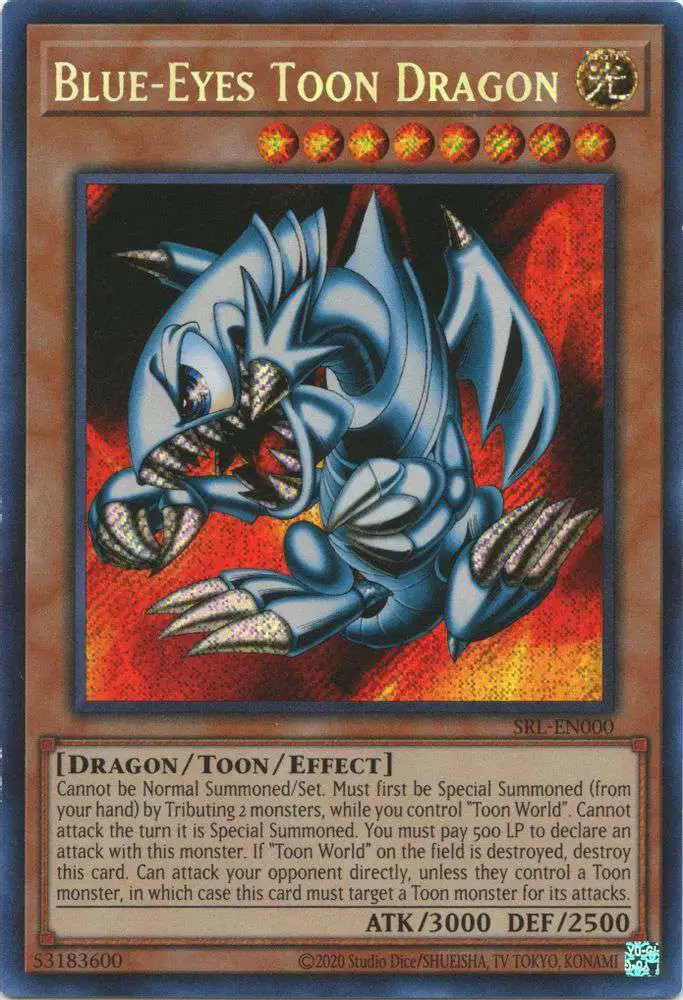 YuGiOh Trading Card Game Spell Ruler 25th Anniversary Secret Rare Blue-Eyes Toon Dragon SRL-EN000