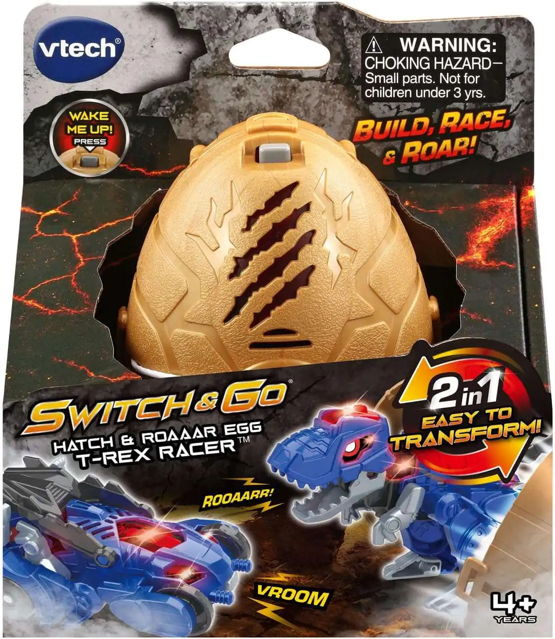 Switch & Go Hatch & Roaaar Egg T-Rex Racer Figure