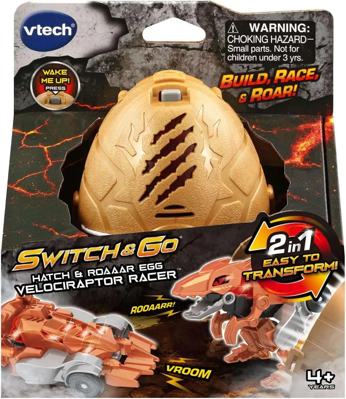 Switch & Go Hatch & Roaaar Egg Velociraptor Racer Figure